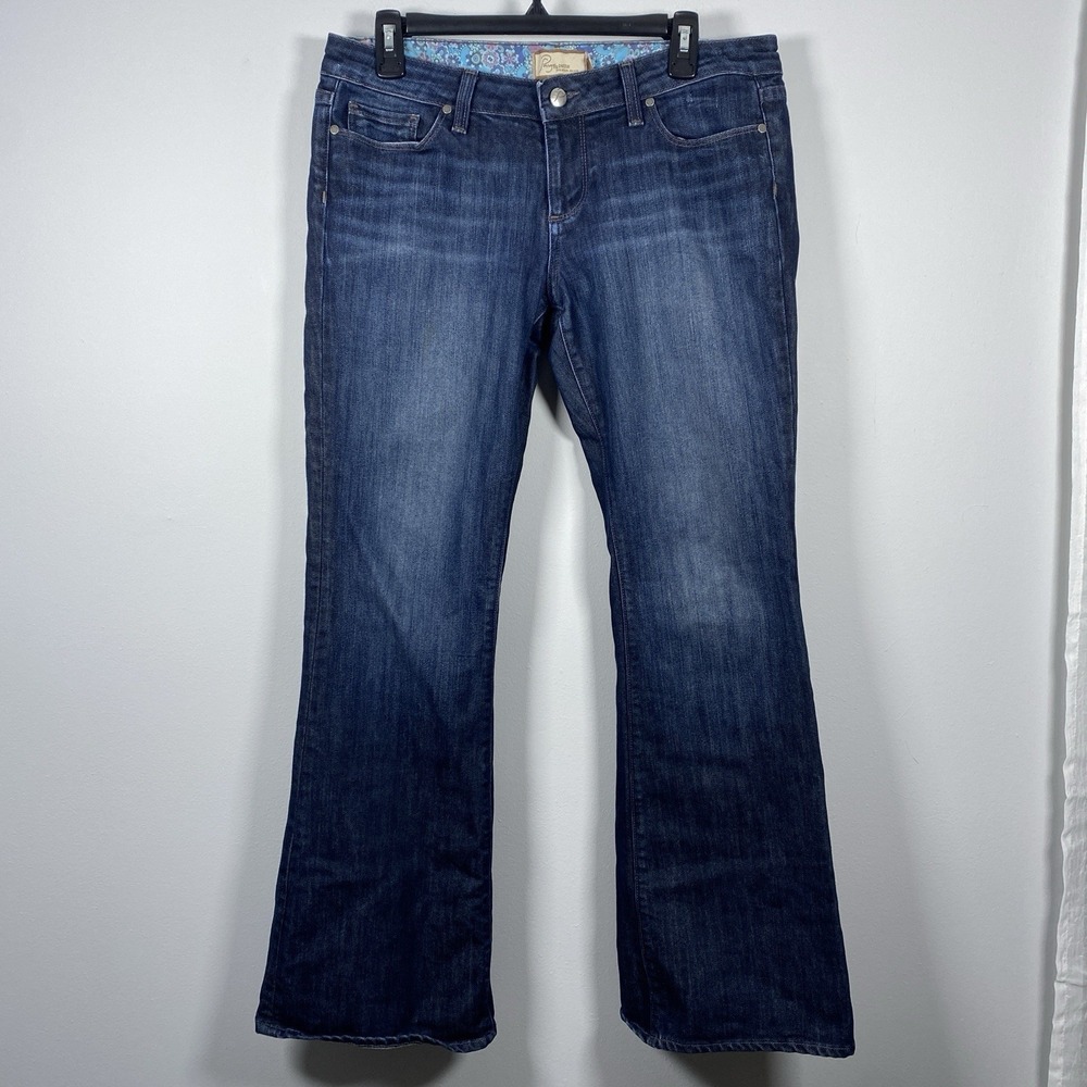 Paige Laurel Canyon Jeans Women 31 Petite Dark Wash Bootcut Western Rodeo Boho